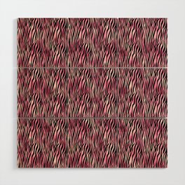 Pink Black Tiger Stripes Pattern Wood Wall Art