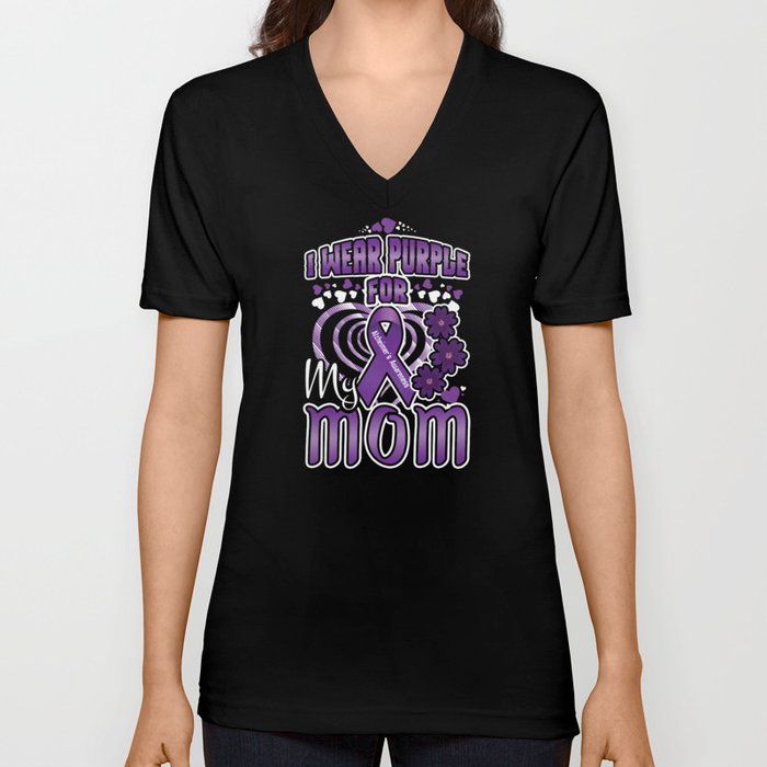 Purple For Mom Alzheimer's Awareness Alzheimer V Neck T Shirt