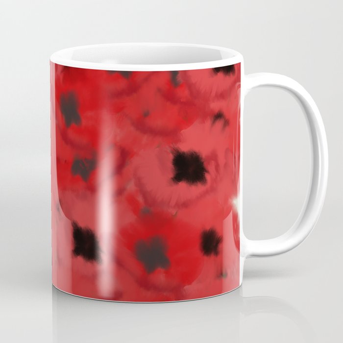Field of Poppies In Summer Coffee Mug | Painting, Digital, Field-of-poppies, Poppies, Red-poppies, Poppy-art, Poppy, Field-of-red-poppies, Bunch-of-poppies, Cluster-of-poppies