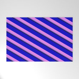 [ Thumbnail: Blue, Violet, Slate Blue, and Black Colored Lines Pattern Welcome Mat ]