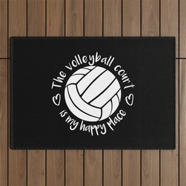 The volleyball court is my happy place typography Outdoor Rug