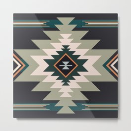 Northern Star Metal Print | Digital, White, Blue, Geometricpattern, Abstract, Aztec, Darkblue, Graphicdesign, Camping, Boho 