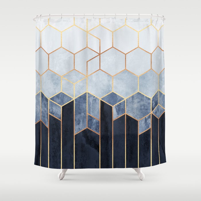 Soft Blue Hexagons Shower Curtain
