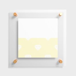White Diamond Lace Horizontal Split on Butter Yellow Floating Acrylic Print