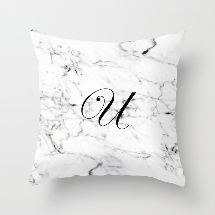 Letter U on Marble texture Initial personalized monogram Throw Pillow