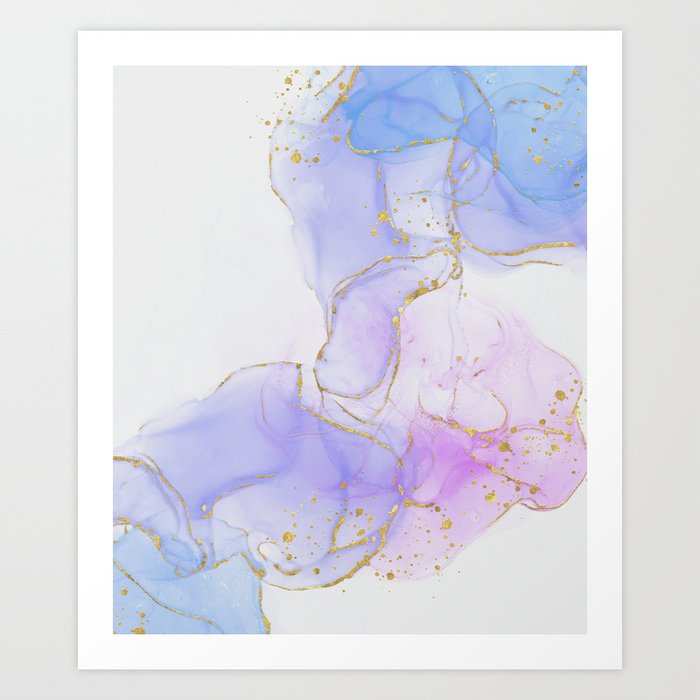 Pink, Purple and Blue Alcohol Ink Art Print