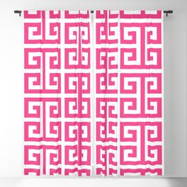 Large Pink and White Greek Key Pattern Blackout Curtain