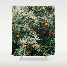 Summer Tropical Oranges Tree, Orange Fruit Print, Orange Tree Fruits Art, Citrus Print, Citrus Fruits Shower Curtain