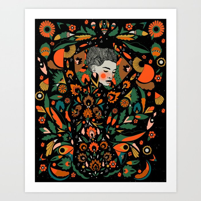 Black Velvet and Clementine Art Print by CASSIDY RAE MARIETTA Society6