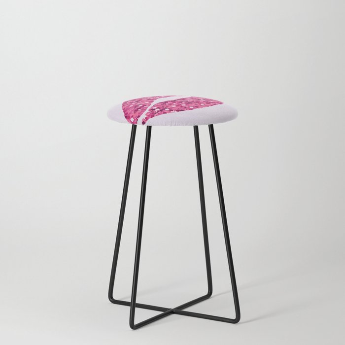 Glitter Pink Lips Print Counter Stool