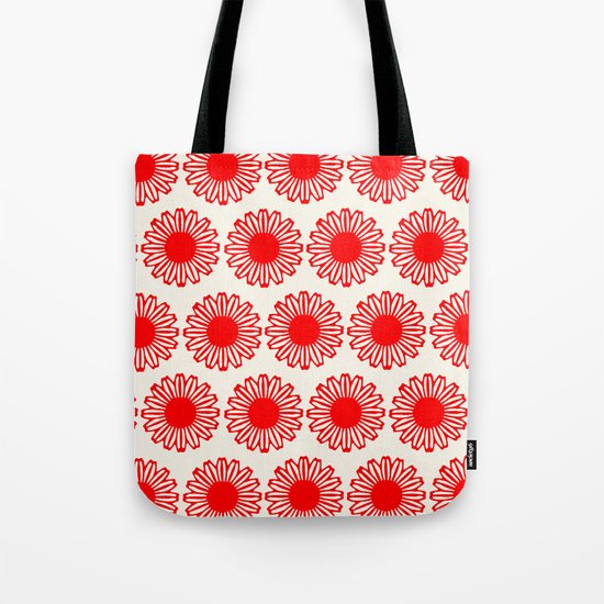 vintage flowers red Tote Bag