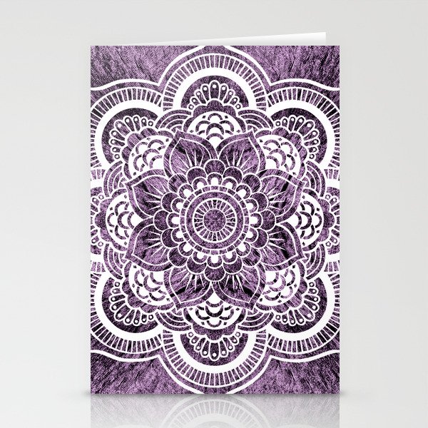 Mandala Grayish Purple Colorburst Stationery Cards