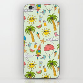 Tropical Hand Painted Pink Yellow Green Summer Holidays Pattern iPhone Skin