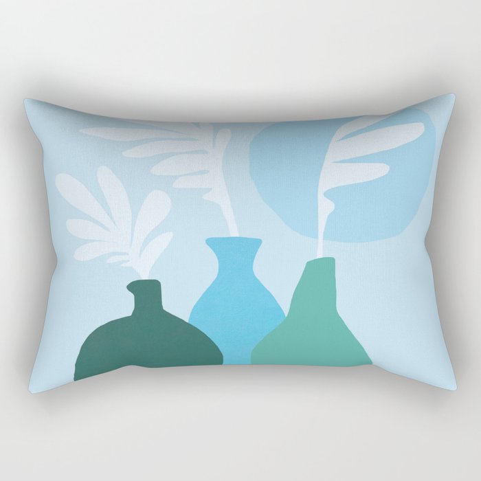 Abstraction_PLANTS_BOHEMIAN_BLUE_MOON_POP_ART_1213A Rectangular Pillow