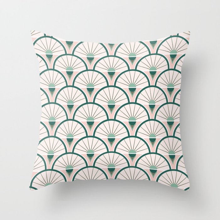 Art Deco Fan Throw Pillow