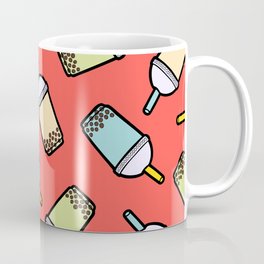 Bubble Tea Pattern in Red Coffee Mug