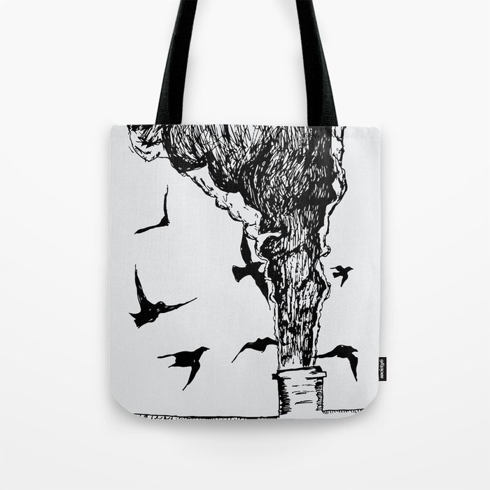 Crows and Black Smoke Tote Bag