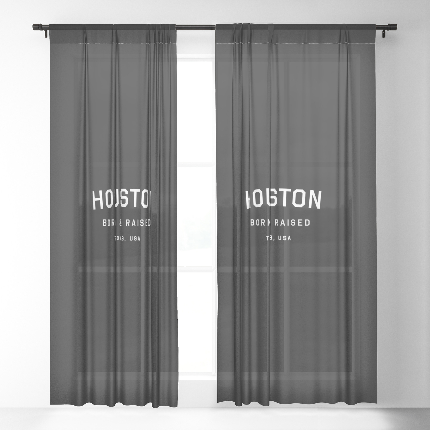 Houston Tx Usa Black Arc Sheer Curtain By Bornandraisedstudio