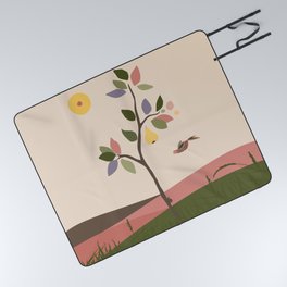 Snail On A Tree - Abstract Landscape Picnic Blanket