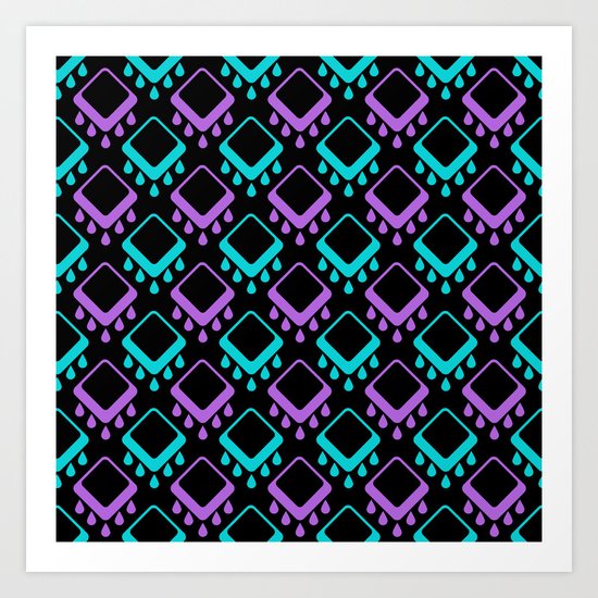 Abstract colorful geometric pattern . Black , Magenta , turquoise . Art Print