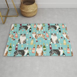 Australian Shepherd blue and red merle wine cocktails yappy hour pattern dog breed Area & Throw Rug