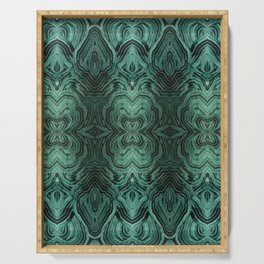 decorative abstract green and black pattern Serving Tray