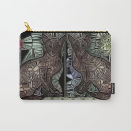 Twin Siamese Glasswork  (green background) Carry-All Pouch