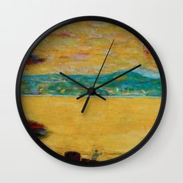 Gulf of St. Tropez, French Riveria coastal Côte d'Azur, France landscape painting by Pierre Bonnard Wall Clock