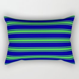 [ Thumbnail: Dark Blue and Lime Green Colored Stripes/Lines Pattern Rectangular Pillow ]