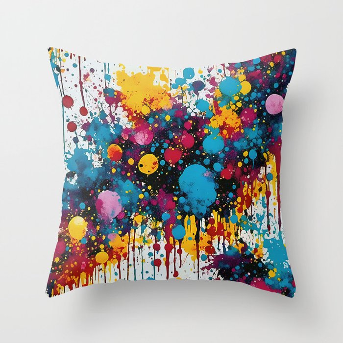 Colorful Paint Splash 2 Throw Pillow