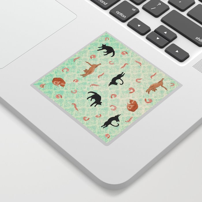 Cats Love Shrimp - vintage print Sticker
