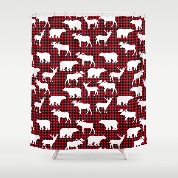 Plaid Camping Animals Minimal Bear Moose Deer Nursery Decor Gender