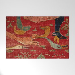 Animal Grotesques Mughal Carpet Fragment Digital Painting Welcome Mat