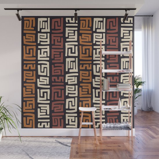 African Kuba Cloth Wall Mural by dayone Society6