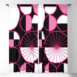 Mid Century Modern Circles Halves Black Pink Blackout Curtain