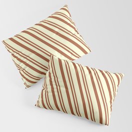 [ Thumbnail: Sienna & Light Yellow Colored Stripes Pattern Pillow Sham ]
