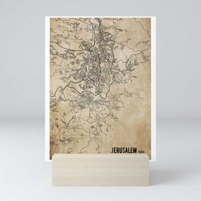 Jerusalem israel vintage map Mini Art Print