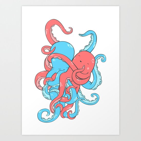 Octopus lovers ♥ Art Print