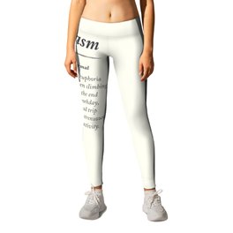 Bedgasm, dictionary definition, word meaning illustration, chill out, relax, sex, bed orgasm Leggings