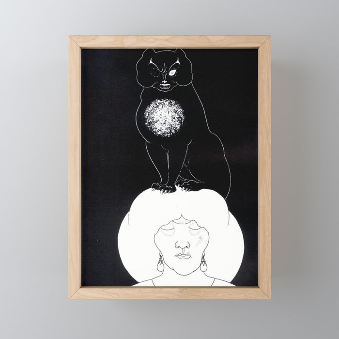  Black Cat - Aubrey Beardsley Framed Mini Art Print