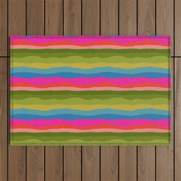 Stacked Colorful Waves Abstract Outdoor Rug