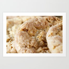 crumble wheat cookies Art Print | Wooden, Table, Wheat, Photo, Oat, Crispy, Background, Oatmeal, Closeup, Cookie 