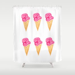 Ice Cream Cones- Pink Shower Curtain
