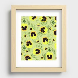 Watercolor Yellow Pansies - Floral Seamless Pattern Recessed Framed Print