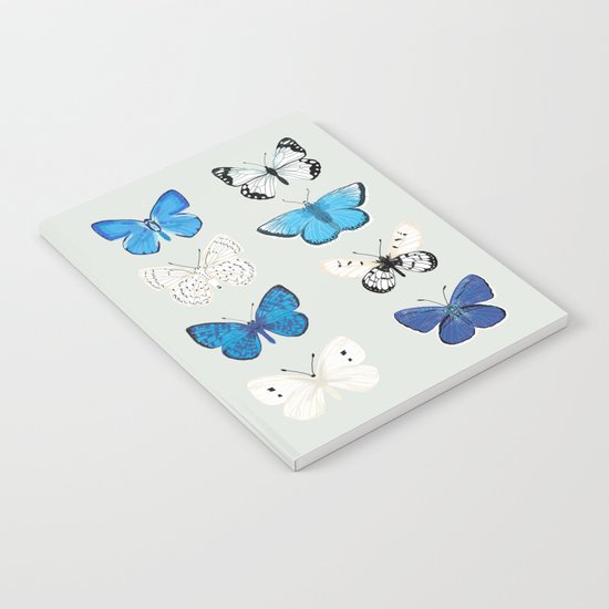 Lepitoptery No. 2 - Blue and White Butterflies and Moths Notebook