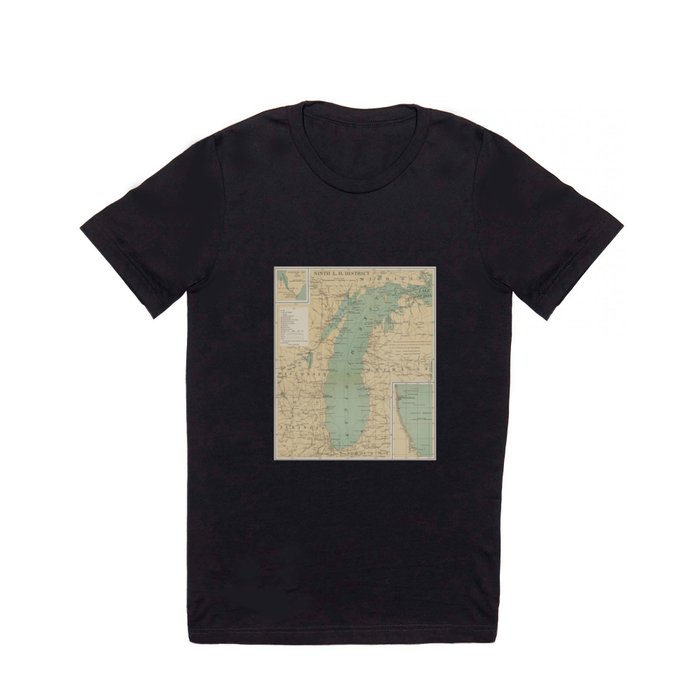 Vintage Lake Michigan Lighthouse Map (1898) T Shirt