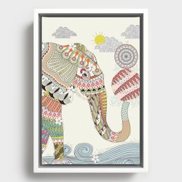 elephant plays balls with its trunk Framed Canvas