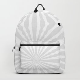 Bright White & Silver Pinwheels with Small Black Crosses Backpack | Minimalist, Graphicdesign, Classic, Quicksilver, Sophiscated, Silver Gray, Circular, Blackcross, Neutral, Modern 