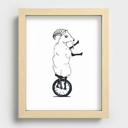 Goat on a Unicycle Recessed Framed Print