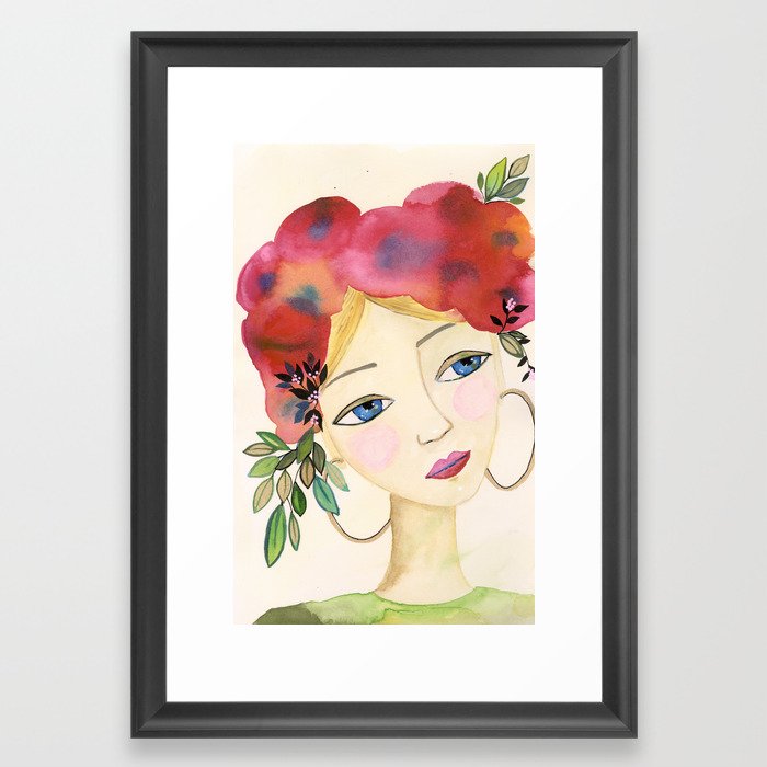 Floral girl Framed Art Print